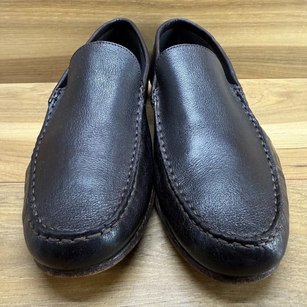 To‎ Boot Adam Derrick Mens Loafers Size 10 Brown Leather Moc Toe Dress Shoes